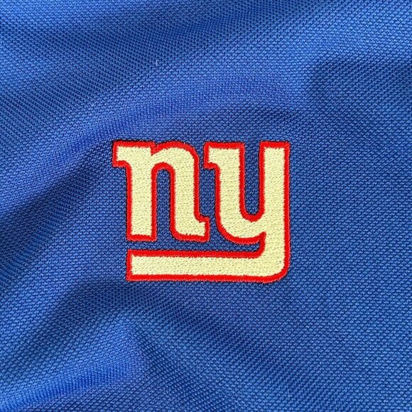 Antigua New York Giants Polo Shirt Size L Blue Embroidered Logo NFL Polyester - Picture 6 of 10